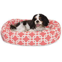 Links Cotton Sherpa Bagel Dog Bed Coral
