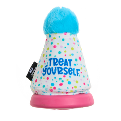 Treat Yourself Party Hat Durable Super Chewer Dog Toy