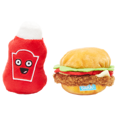 Cookout Burger and Ketchup Plush Multi-Part Dog Toy