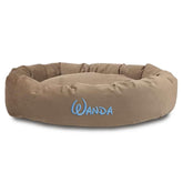 Suede Bagel Dog Bed - Personalized