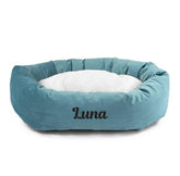 Velvet Sherpa Bagel Dog Bed - Personalized