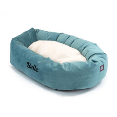 Velvet Sherpa Bagel Dog Bed - Personalized