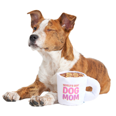 World's Best Dog Mom Mug Plush Tug Dog Toy