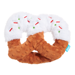 White Christmas Pretzel Plush Tug Dog Toy