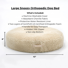 Large Snoozy Bed - Calming Orthopedic Donut Dog Bed (Cream Towel)