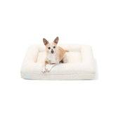 Small Bouclé Orthopedic Dog Bed (Bolster, Cloud)
