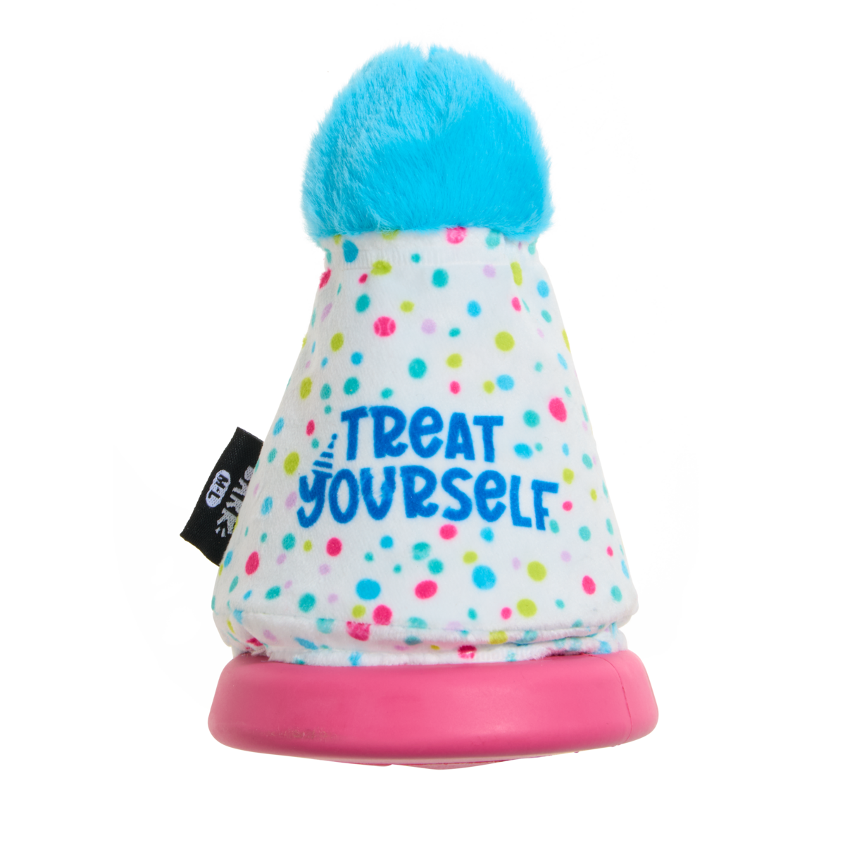 Treat Yourself Party Hat Durable Super Chewer Dog Toy
