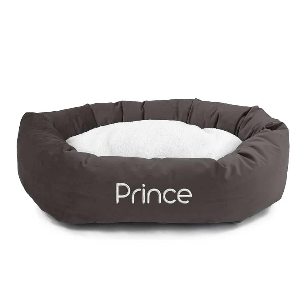 Velvet Sherpa Bagel Dog Bed - Personalized