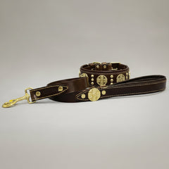 The "Maximus" collar 2.5 inch wide brown & gold