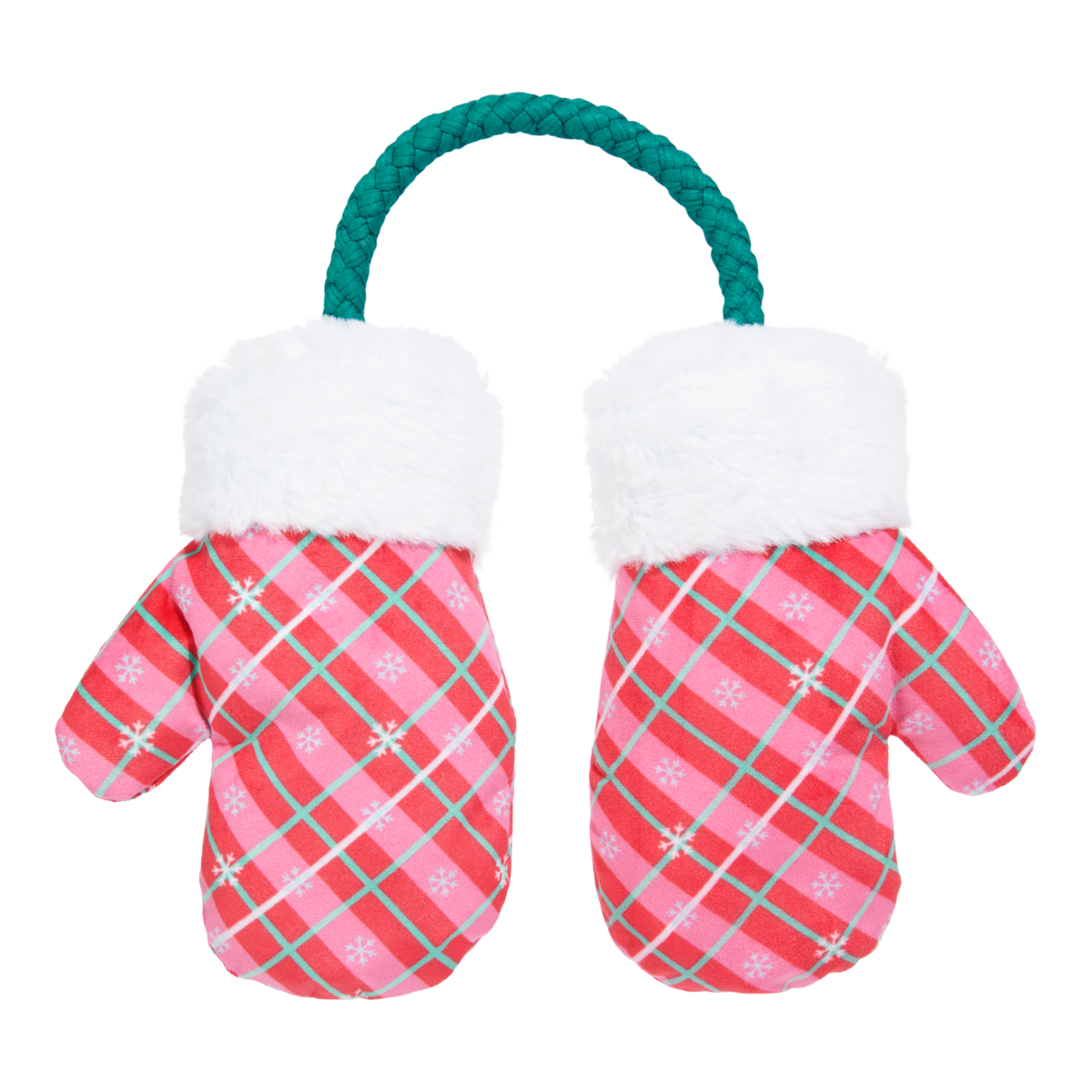Barktic Mittens “Plaid Paw Warmers” Plush Tug Dog Toy