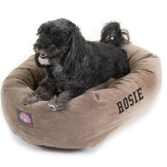 Suede Bagel Dog Bed - Personalized