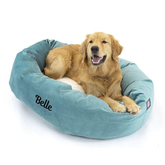 Velvet Sherpa Bagel Dog Bed - Personalized