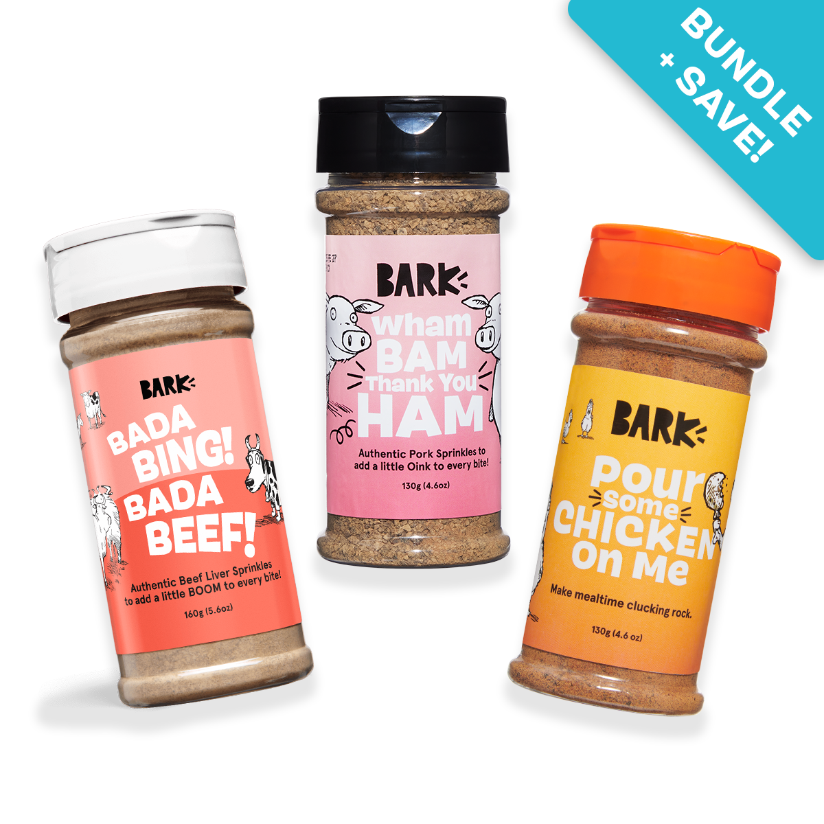 Shaker Topper Trio Bundle Beef, Chicken, Pork, Dog Food Meal Topper, 4.6 Oz Each, 3 Pack