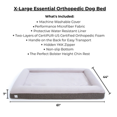 Extra Large Microfiber Orthopedic Dog Bed (Bolster, Essential / Gray)