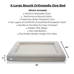 Extra Large Bouclé Orthopedic Dog Bed (Bolster, Sand)