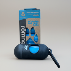 Eco Friendly dog poop bags + bamboo dispenser