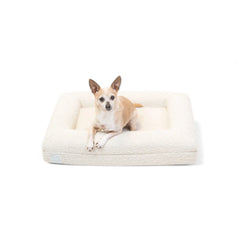 Small Bouclé Orthopedic Dog Bed (Bolster, Cloud)