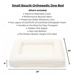 Small Bouclé Orthopedic Dog Bed (Bolster, Cloud)