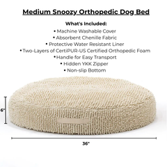 Medium Snoozy Bed - Calming Orthopedic Donut Dog Bed (Cream Towel)